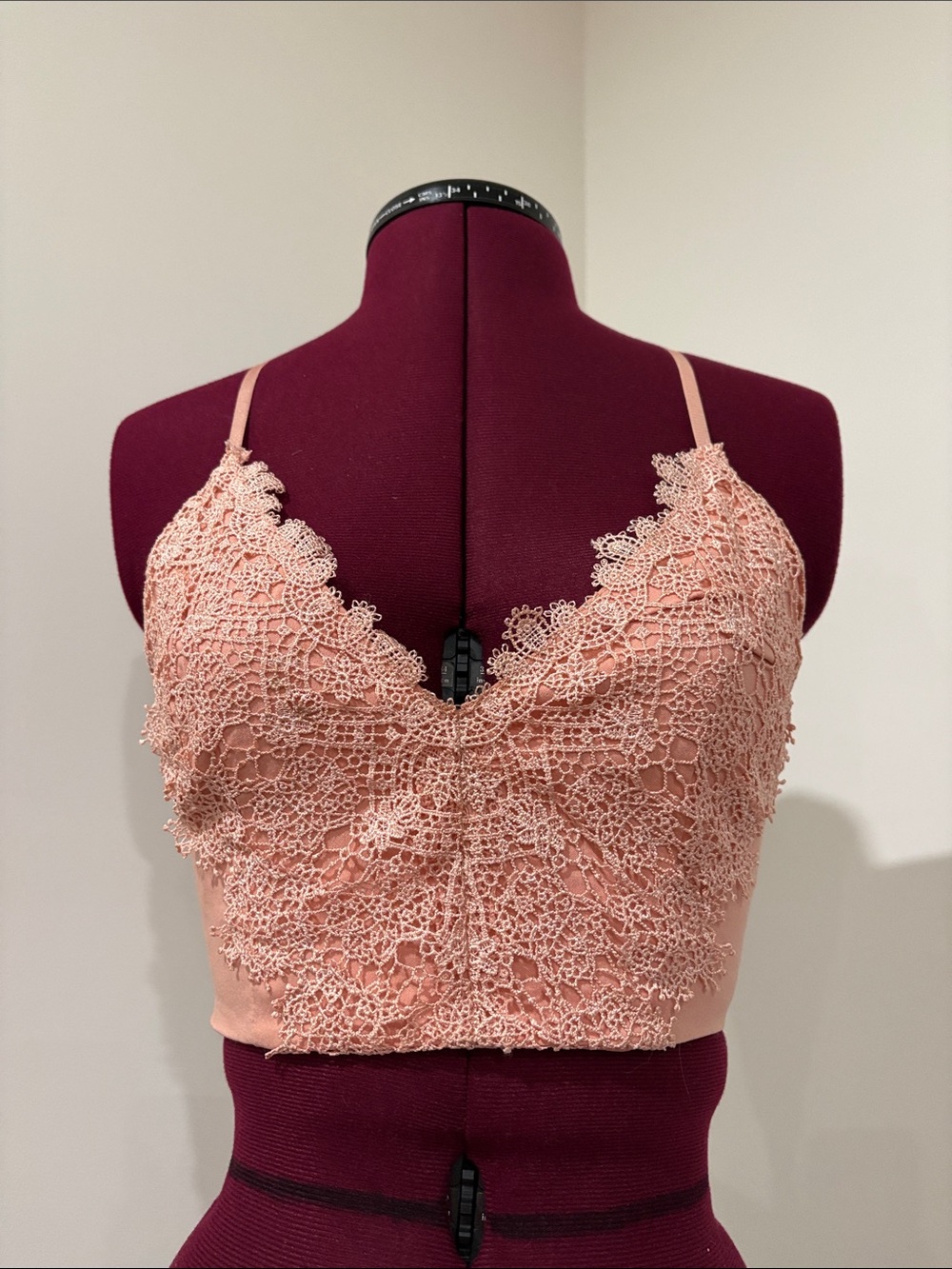 Lulu's Peach Crochet Lace Crop Top